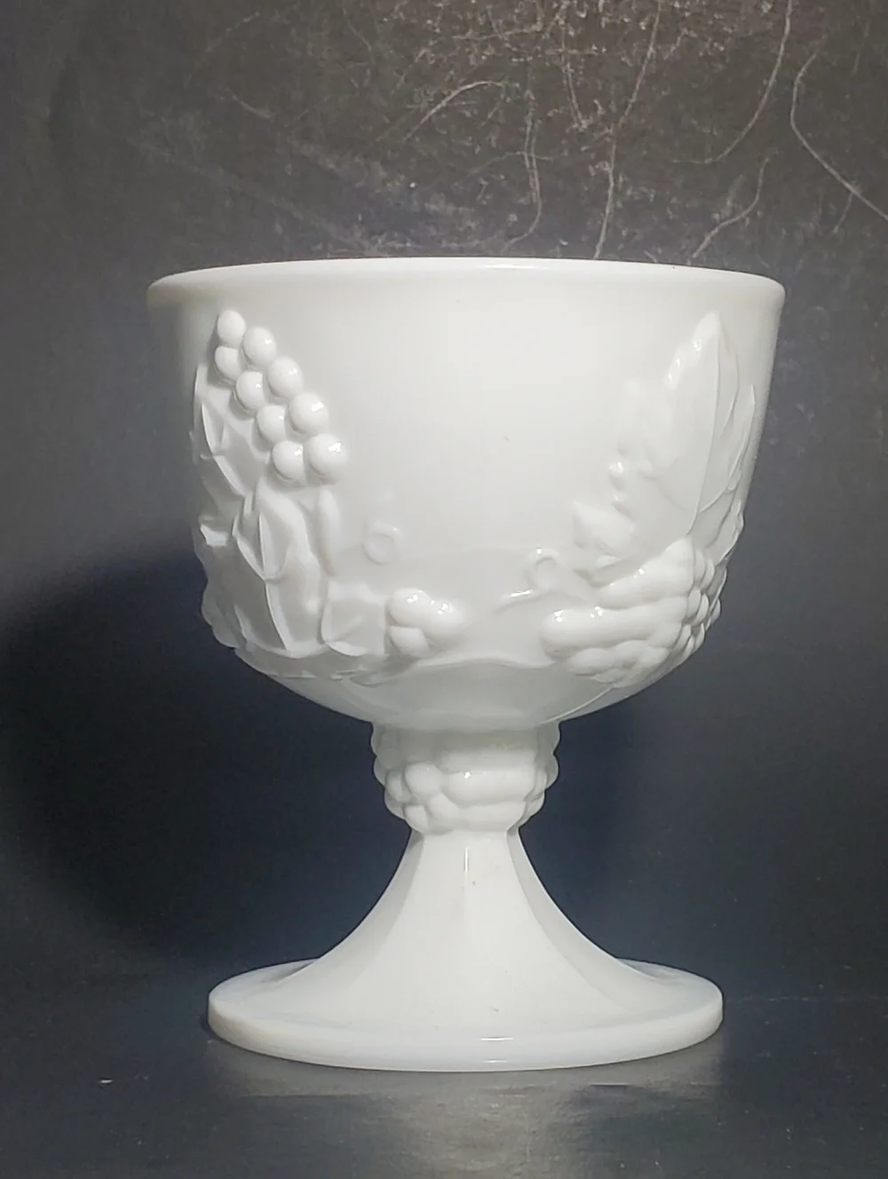 Vintage Indiana Glass Colony Harvest Grape Milk Glass Creamer & Sugar Bowl Set